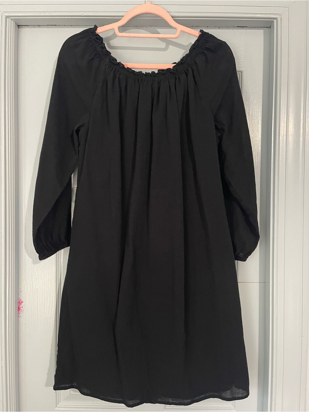 MICHAEL Michael Kors Black Off-Shoulder Peasant Dress